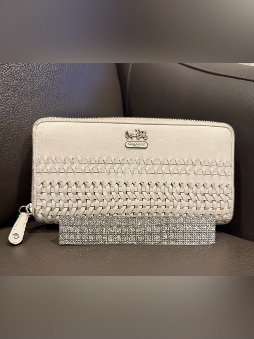 Coach Leather Woven Full Zip Wallet